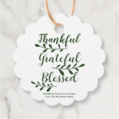 Thankful Grateful Blessed dark green custom text Bedankjes Labels (Voorkant)