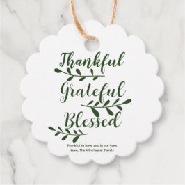 Thankful Grateful Blessed dark green custom text Bedankjes Labels