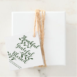 Thankful Grateful Blessed dark green gepersonalise Bedankjes Labels