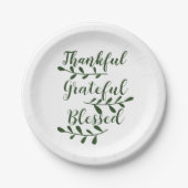 Thankful Grateful Blessed dark green modern script Papieren Bordje (Voorkant)