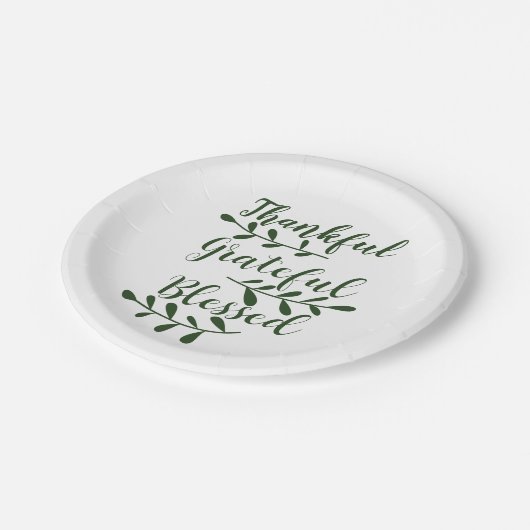 Thankful Grateful Blessed dark green modern script Papieren Bordje (Gekanteld)