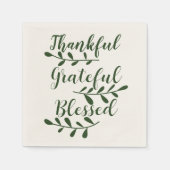 Thankful Grateful Blessed dark green modern script Servet (Voorkant)