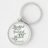 Thankful Grateful Blessed dark green modern script Sleutelhanger (Voorkant)