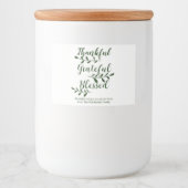 Thankful Grateful Blessed dark green modern script Voedselcontainer Etiket (Voorkant)