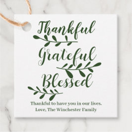 Thankful Grateful Blessed dark green script Bedankjes Labels