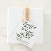 Thankful Grateful Blessed dark green script Bedankjes Labels (In situ)