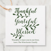Thankful Grateful Blessed dark green script Bedankjes Labels (Voorkant)