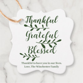 Thankful Grateful Blessed dark green script custom Bedankjes Labels