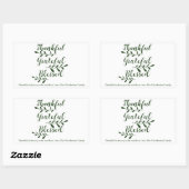 Thankful Grateful Blessed dark green script Rechthoekige Sticker (Vel)