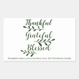 Thankful Grateful Blessed dark green script Rechthoekige Sticker