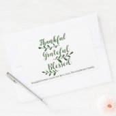 Thankful Grateful Blessed dark green script Rechthoekige Sticker (Envelop)