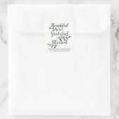 Thankful Grateful Blessed dark green script Vierkante Sticker (Tas)