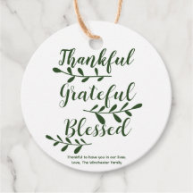 Thankful Grateful Blessed dark green typografie