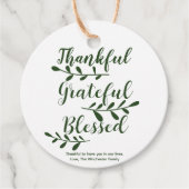 Thankful Grateful Blessed dark green typografie Bedankjes Labels (Voorkant)