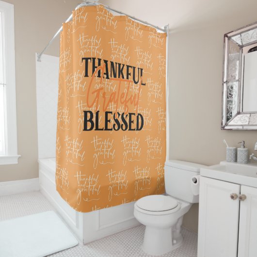 Thankful, Grateful, Blessed Douchegordijn (In situ)