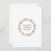 "Thankful Grateful Blessed" Elegant Autumn Wreath  Feestdagenkaart (Voorkant / Achterkant)