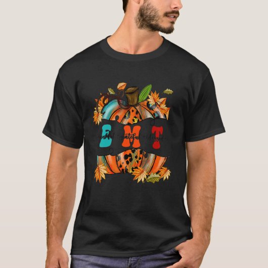 Thankful Grateful Blessed EMT Pumpkin Autumn Fal T-shirt (Voorkant)