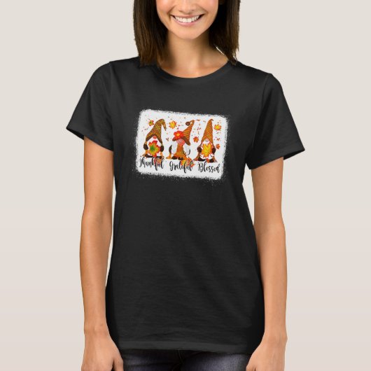 Thankful Grateful Blessed Fall Gnomes Autumn Thank T-shirt (Voorkant)