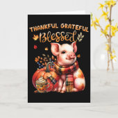 Thankful Grateful Blessed Farm Animal Pig Fall Y'a Kaart (Gele Bloem)