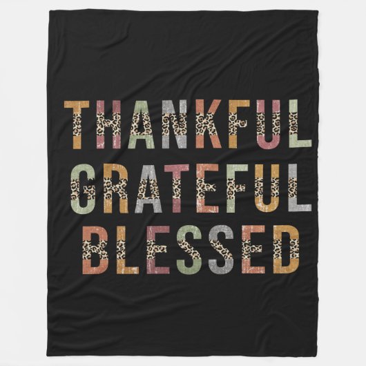 Thankful, Grateful, Blessed Fleece Deken (Voorkant)