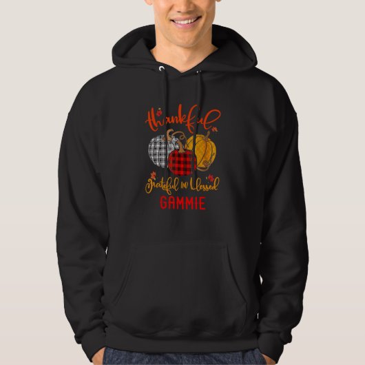 Thankful Grateful Blessed Gammie Autumn Fall Pumpk Hoodie (Voorkant)