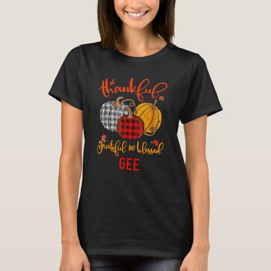 Thankful Grateful Blessed Gee Autumn Fall Pumpkin T-shirt (Voorkant)