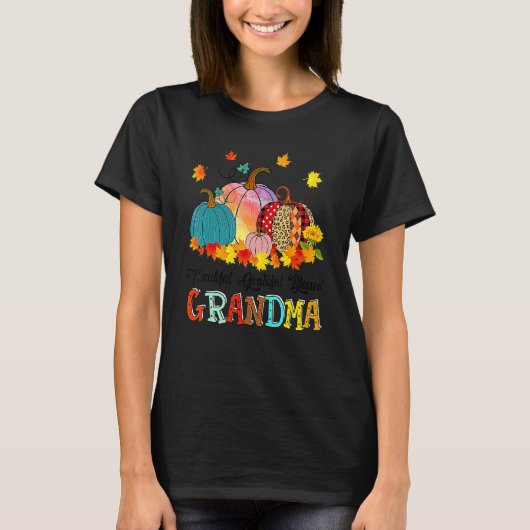 Thankful Grateful Blessed Gramma Pumpkins Thanksgi T-shirt (Voorkant)