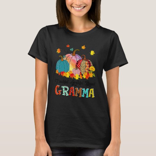 Thankful Grateful Blessed Gramma Pumpkins Thanksgi T-shirt (Voorkant)