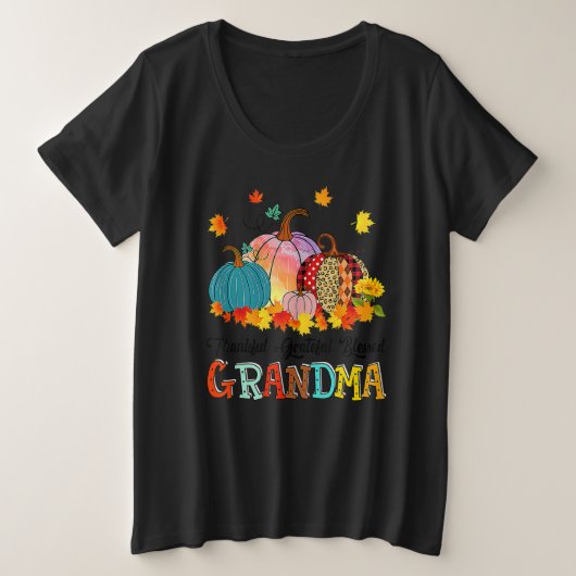 Thankful Grateful Blessed Grammy Pumpkins Thanksgi Grote Maat T-shirt (Design voorkant)