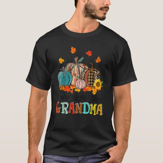Thankful Grateful Blessed Grammy Pumpkins Thanksgi T-shirt (Voorkant)
