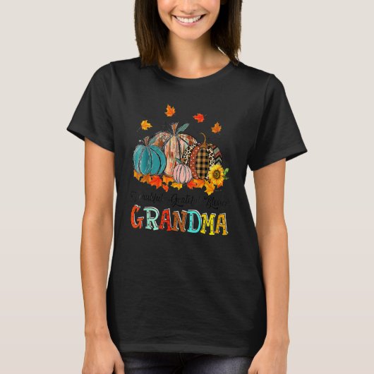 Thankful Grateful Blessed Grammy Pumpkins Thanksgi T-shirt (Voorkant)