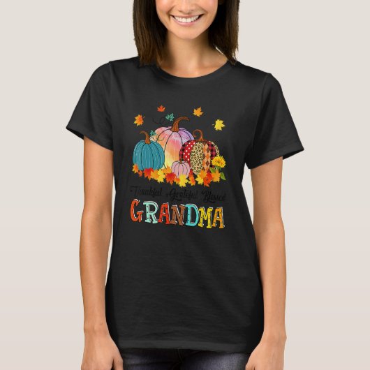 Thankful Grateful Blessed Grandma Pumpkins Thanksg T-shirt (Voorkant)