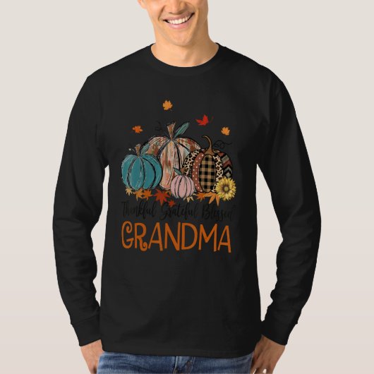Thankful Grateful Blessed Grandma Pumpkins Thanksg T-shirt (Voorkant)