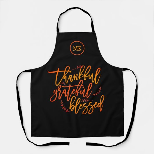 Thankful Grateful Blessed Gratitude Script Black Schort (Voorkant)