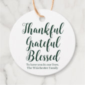 Thankful Grateful Blessed green scriptvakantie Bedankjes Labels (Voorkant)