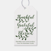 Thankful Grateful Blessed green van het douanemanu Cadeaulabel (Voorkant)