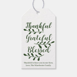 Thankful Grateful Blessed green van het douanemanu Cadeaulabel