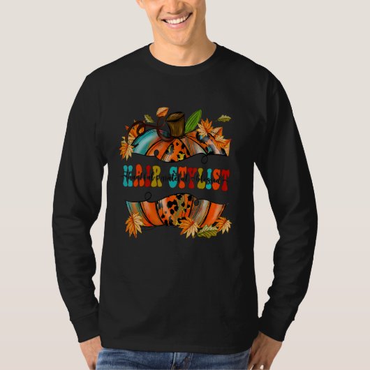 Thankful Grateful Blessed Hair Stylist Pumpkin Aut T-shirt (Voorkant)