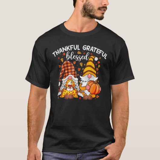 Thankful Grateful Blessed Happy Thanksgiving Plaid T-shirt (Voorkant)