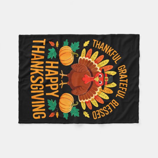 Thankful Grateful Blessed Happy Thanksgiving Shirt Fleece Deken (Voorkant (Horizontaal))
