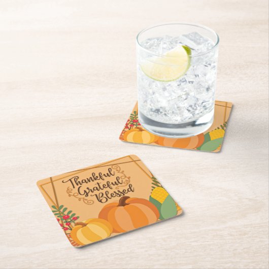 Thankful, Grateful, Blessed Kartonnen Onderzetters (Insitu)