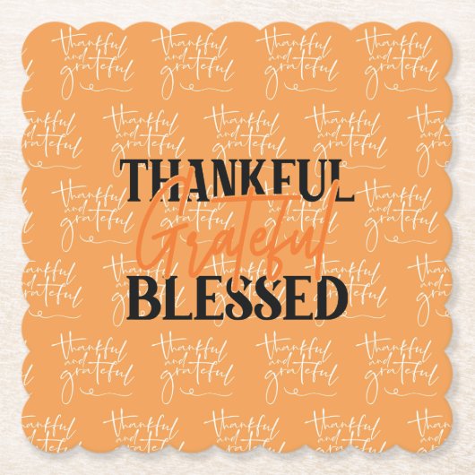 Thankful, Grateful, Blessed Kartonnen Onderzetters (Voorkant)