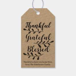 Thankful Grateful Blessed kraft aangepaste scriptt Cadeaulabel
