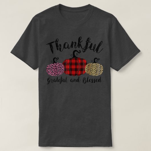 Thankful Grateful Blessed Leopard Pumpkin Thanksgi T-shirt (Design voorkant)