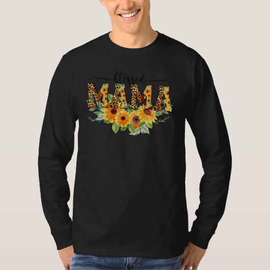 Thankful Grateful Blessed Mama Sunflower Thanksgiv T-shirt (Voorkant)