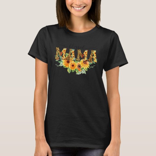 Thankful Grateful Blessed Mama Sunflower Thanksgiv T-shirt (Voorkant)