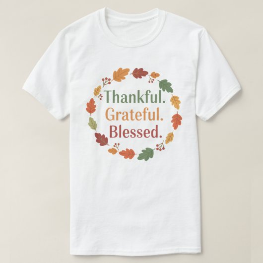 Thankful Grateful Blessed | Minimal Thanksgiving T-shirt (Design voorkant)