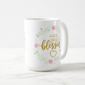 Thankful Grateful Blessed Mug – Positive Inspirati Koffiemok (Voorkant rechts)