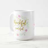Thankful Grateful Blessed Mug – Positive Inspirati Koffiemok (Voorkant links)