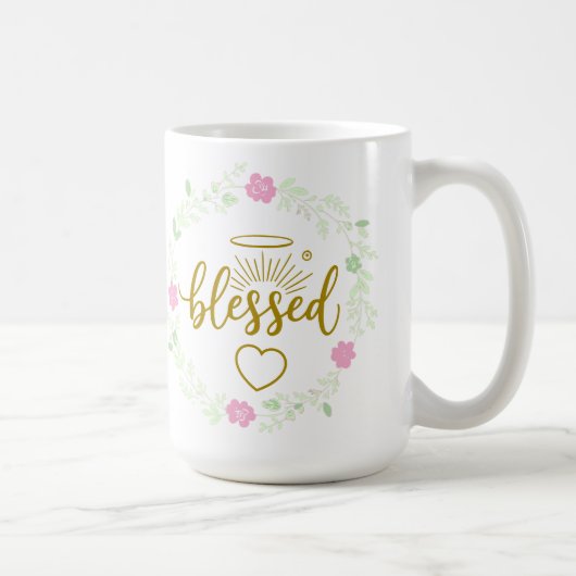 Thankful Grateful Blessed Mug – Positive Inspirati Koffiemok (Rechts)